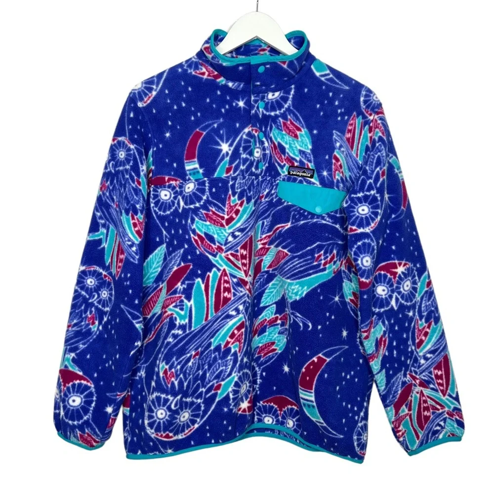 Patagonia Synchilla Snap-T Fleece Pullover Moon Owl Harvest Moon Blue Size L - Picture 2 of 11